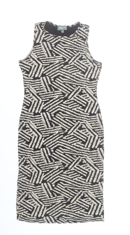 Apricot Women's Beige Black Geometric Bodycon Dress UK 12