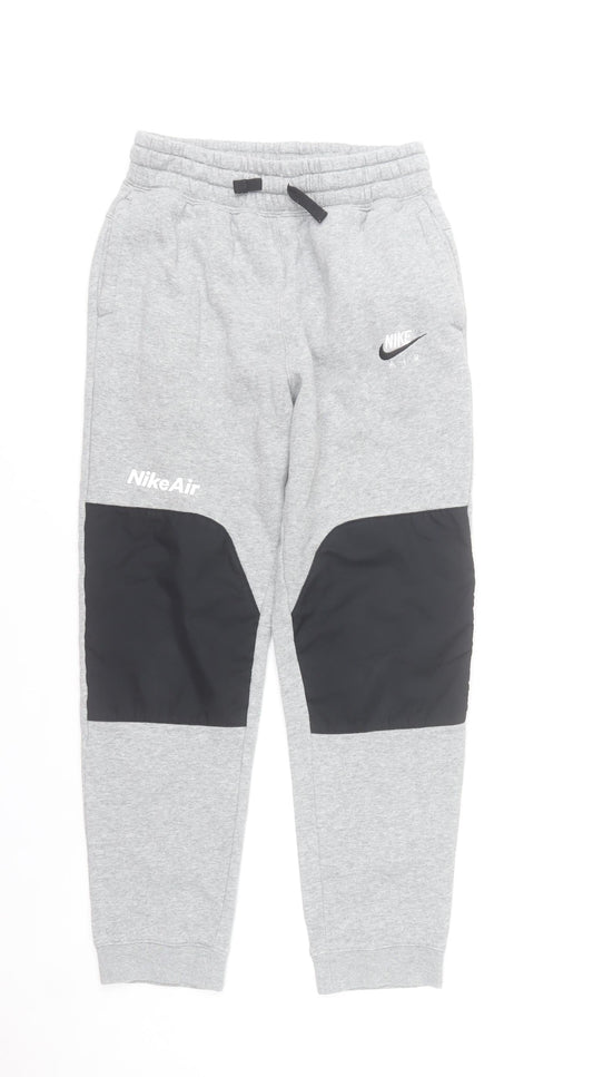 Nike Boys Grey Jogger Trousers 13-14 Years Cotton Blend Standard Fit