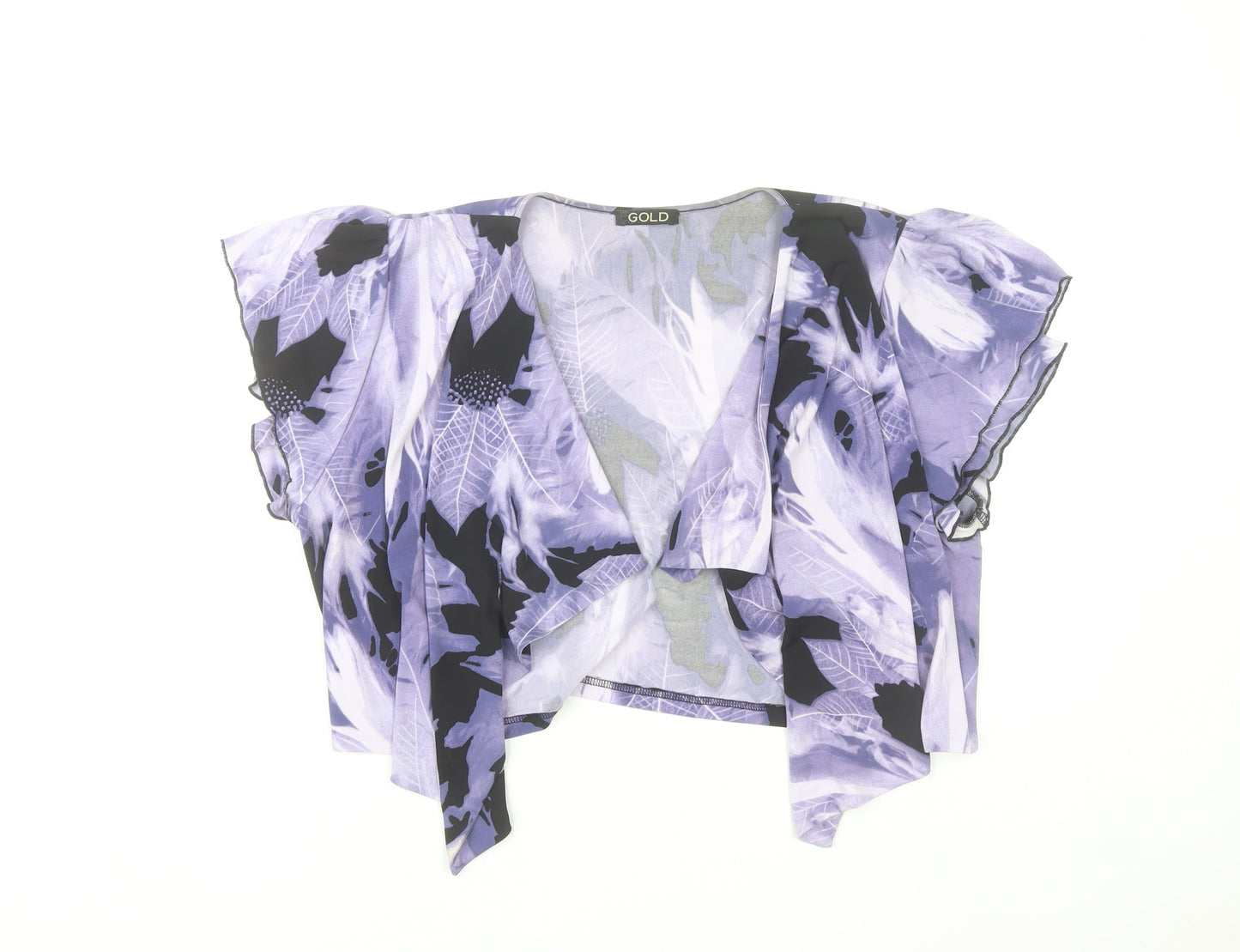 GOLD Women’s Purple Floral Wrap Blouse Size 18 Short Sleeve Chiffon Top