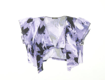 GOLD Women’s Purple Floral Wrap Blouse Size 18 Short Sleeve Chiffon Top