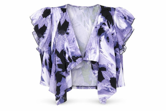 GOLD Women’s Purple Floral Wrap Blouse Size 18 Short Sleeve Chiffon Top