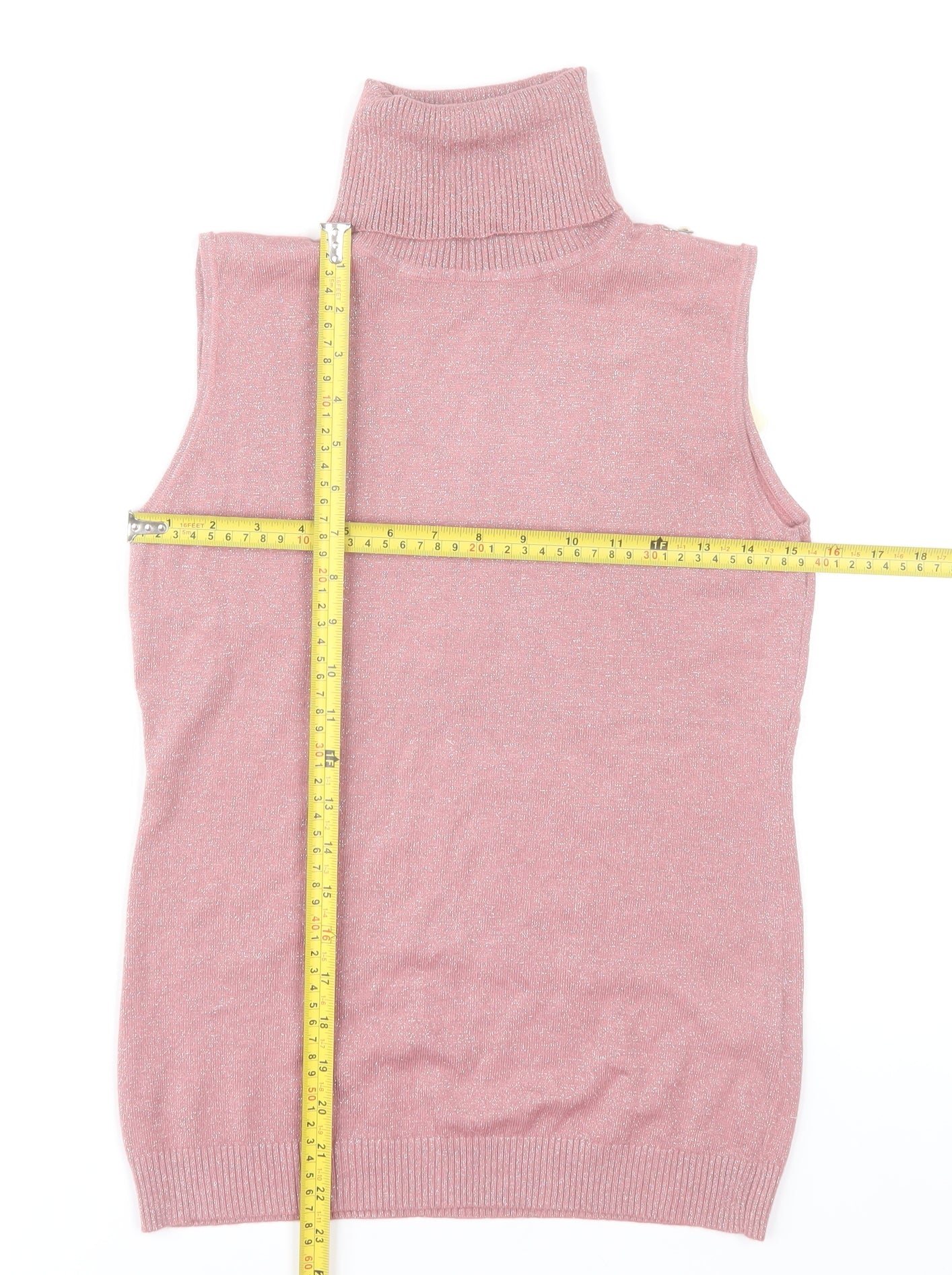 MAS Womens Pink Sleeveless Roll Neck Knit Top Size L