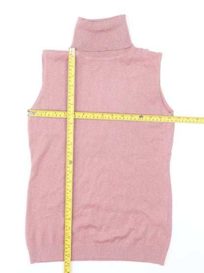 MAS Womens Pink Sleeveless Roll Neck Knit Top Size L