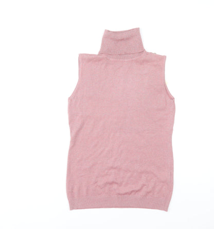 MAS Womens Pink Sleeveless Roll Neck Knit Top Size L