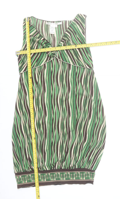 Max Studio Women Green Geometric Sleeveless Knee Dress M