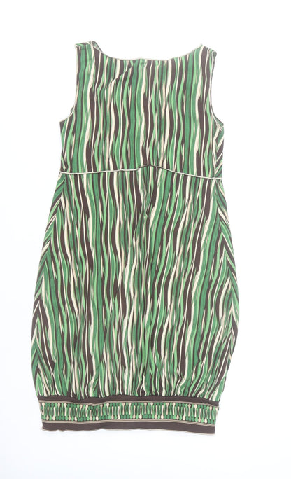 Max Studio Women Green Geometric Sleeveless Knee Dress M