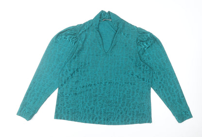Gallery Women’s Green V-Neck Tunic Blouse Size 20 Long Sleeve