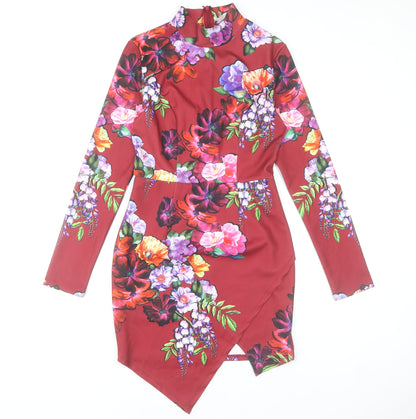 Ginger Fizz Women's Red Floral Long Sleeve Bodycon Dress M