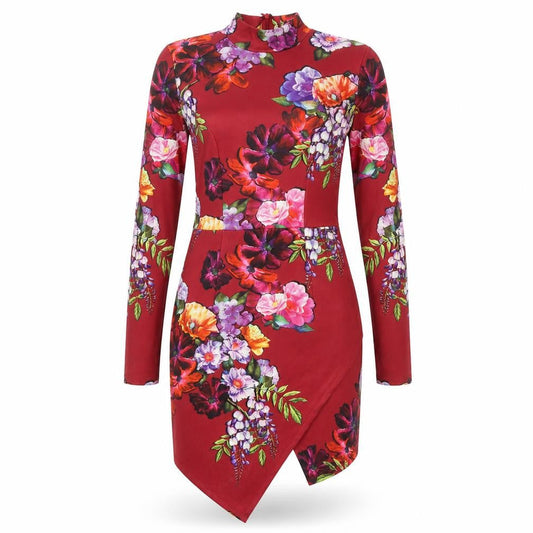Ginger Fizz Women's Red Floral Long Sleeve Bodycon Dress M