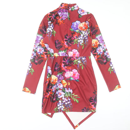 Ginger Fizz Women's Red Floral Long Sleeve Bodycon Dress M