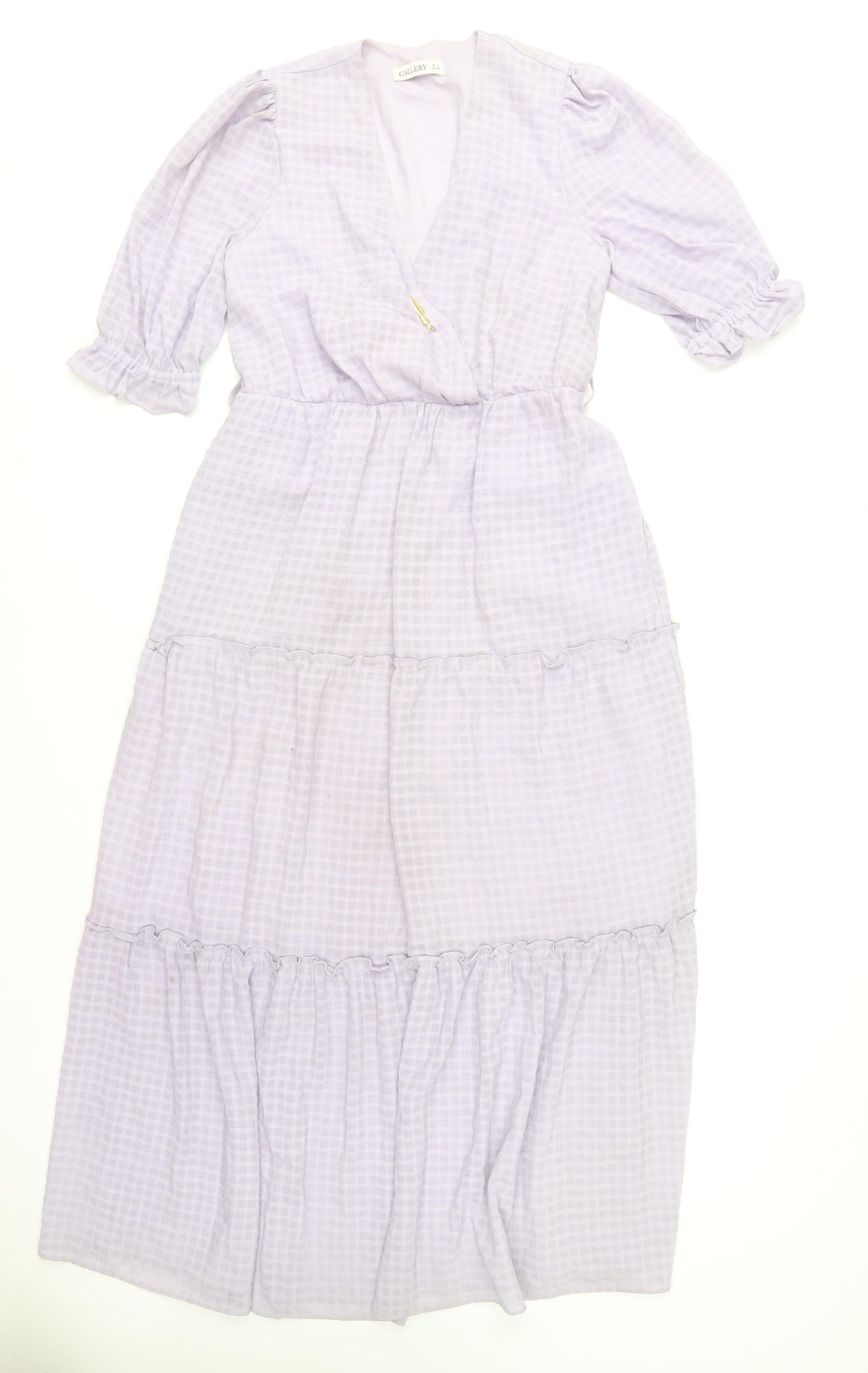 Gallery Women’s Purple Check Midi A-Line Dress Size 8