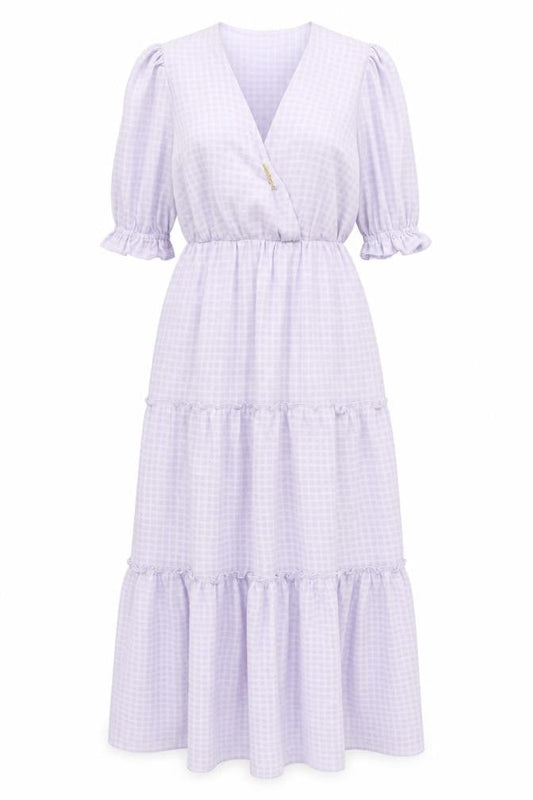 Gallery Women’s Purple Check Midi A-Line Dress Size 8