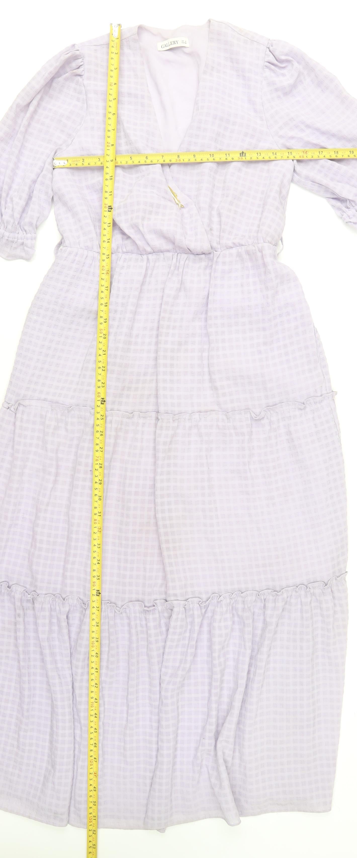 Gallery Women’s Purple Check Midi A-Line Dress Size 8