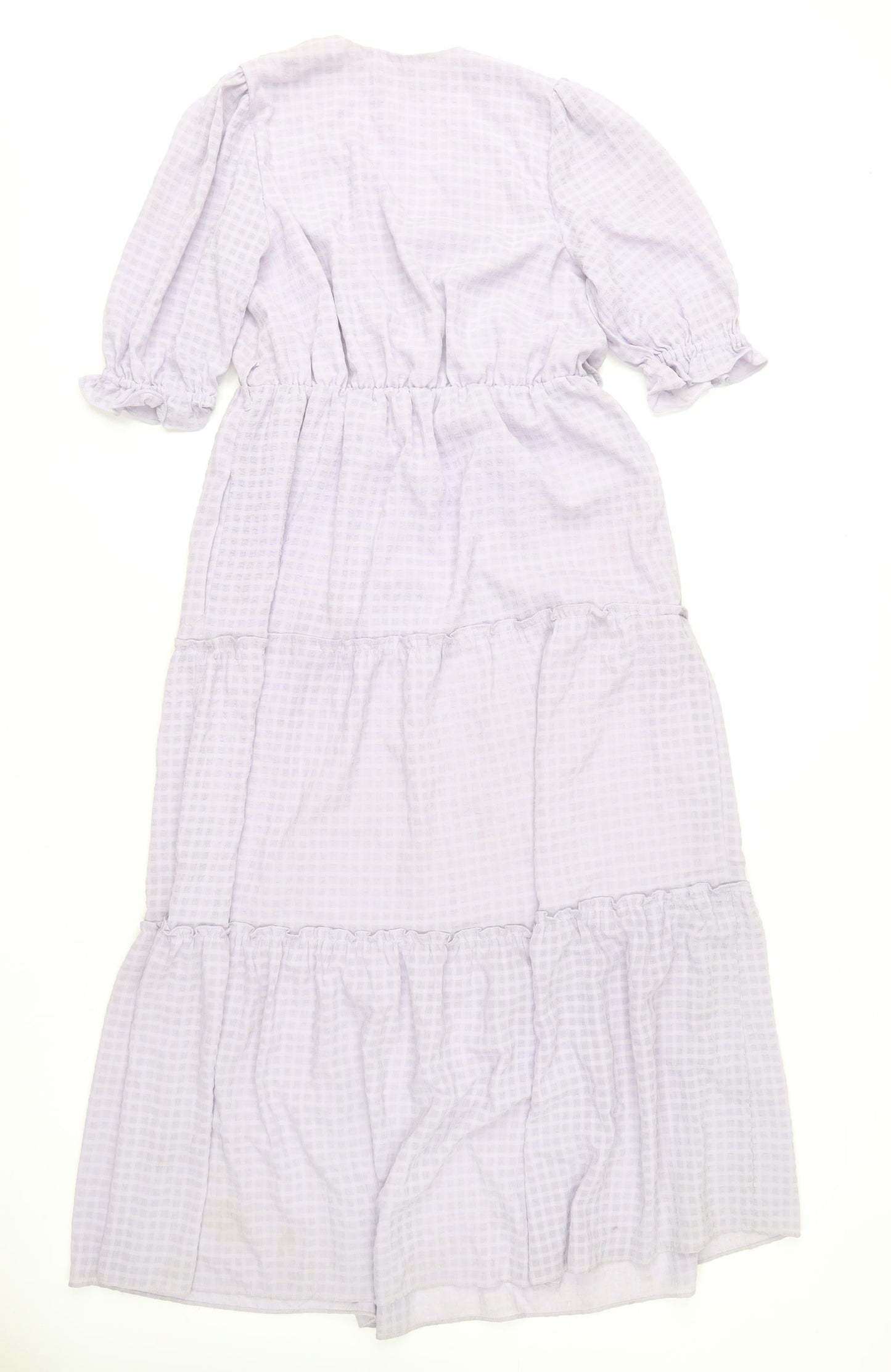 Gallery Women’s Purple Check Midi A-Line Dress Size 8
