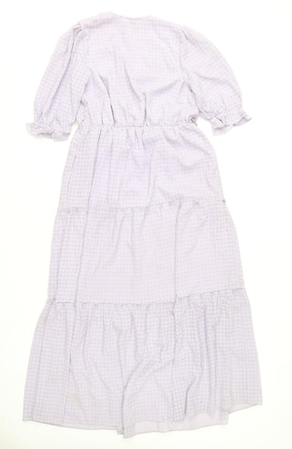 Gallery Women’s Purple Check Midi A-Line Dress Size 8