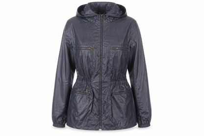 Meadows & Byrne Women's Blue Hooded Rain Coat Jacket Size L