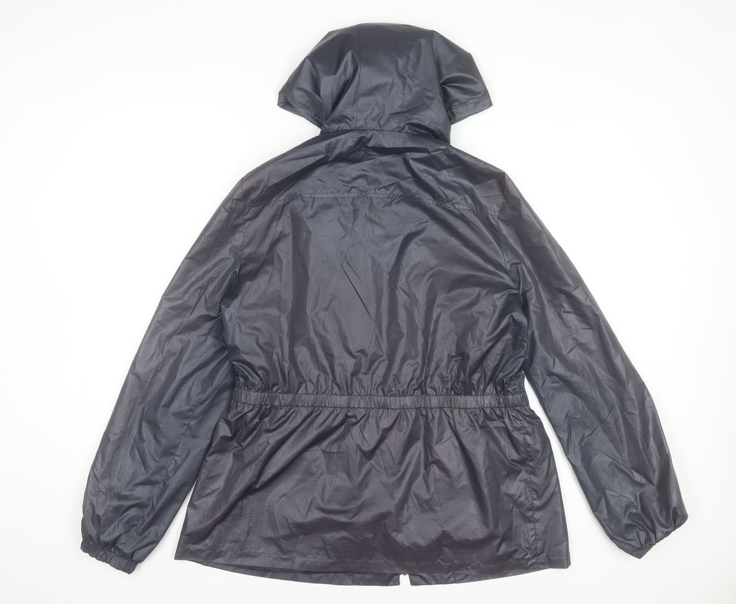 Meadows & Byrne Women's Blue Hooded Rain Coat Jacket Size L