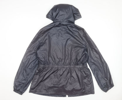 Meadows & Byrne Women's Blue Hooded Rain Coat Jacket Size L