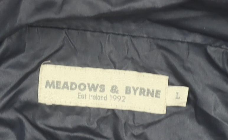 Meadows & Byrne Women's Blue Hooded Rain Coat Jacket Size L