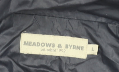 Meadows & Byrne Women's Blue Hooded Rain Coat Jacket Size L