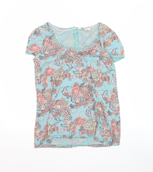 Womens UK Size 8 Fat Face Blue Basic T-Shirt