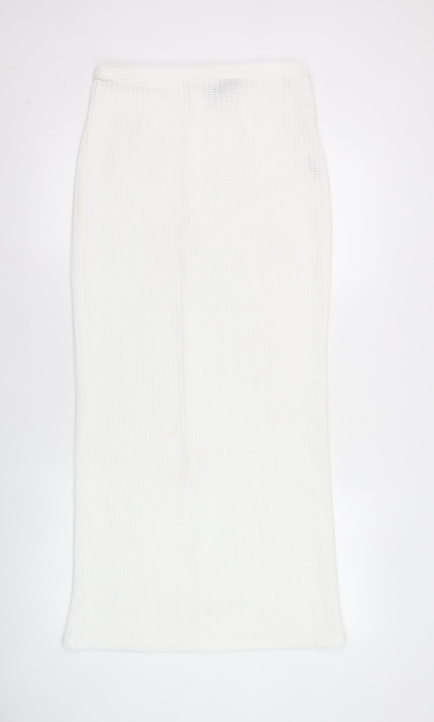 PrettyLittleThing Women's White Knit Midi Pencil Skirt Size 8