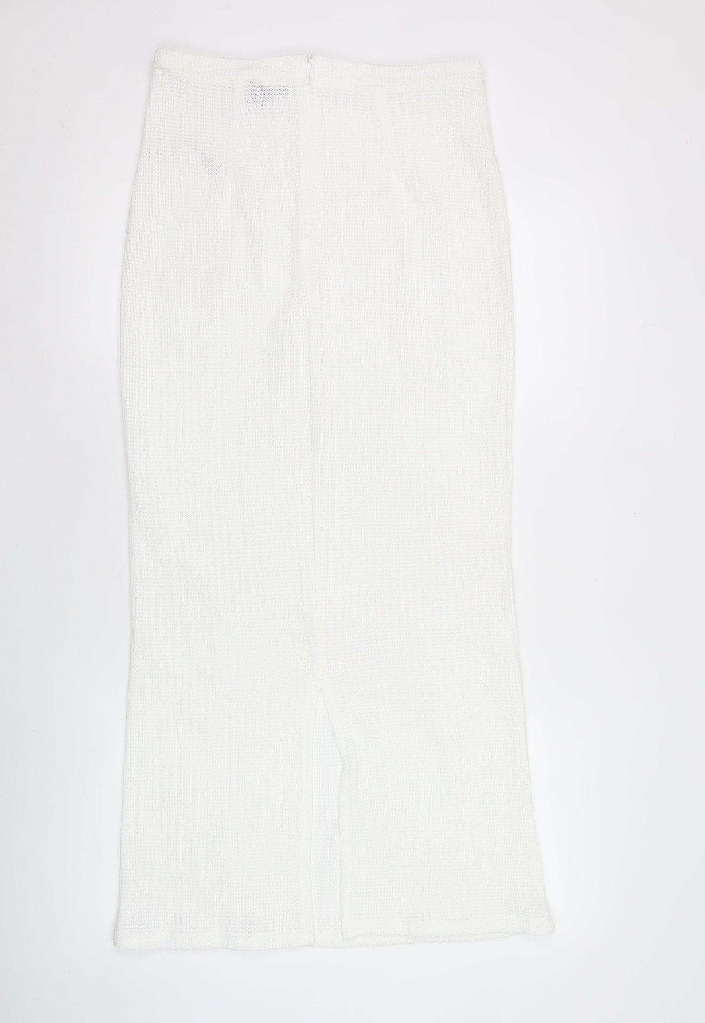PrettyLittleThing Women's White Knit Midi Pencil Skirt Size 8