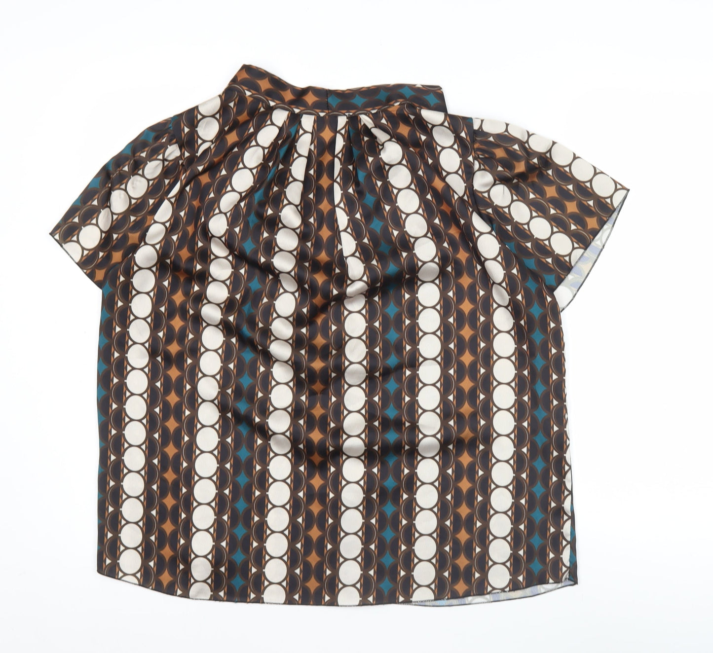Pala D'Oro Women's Multicoloured Geometric Bow Tie Blouse Size 14