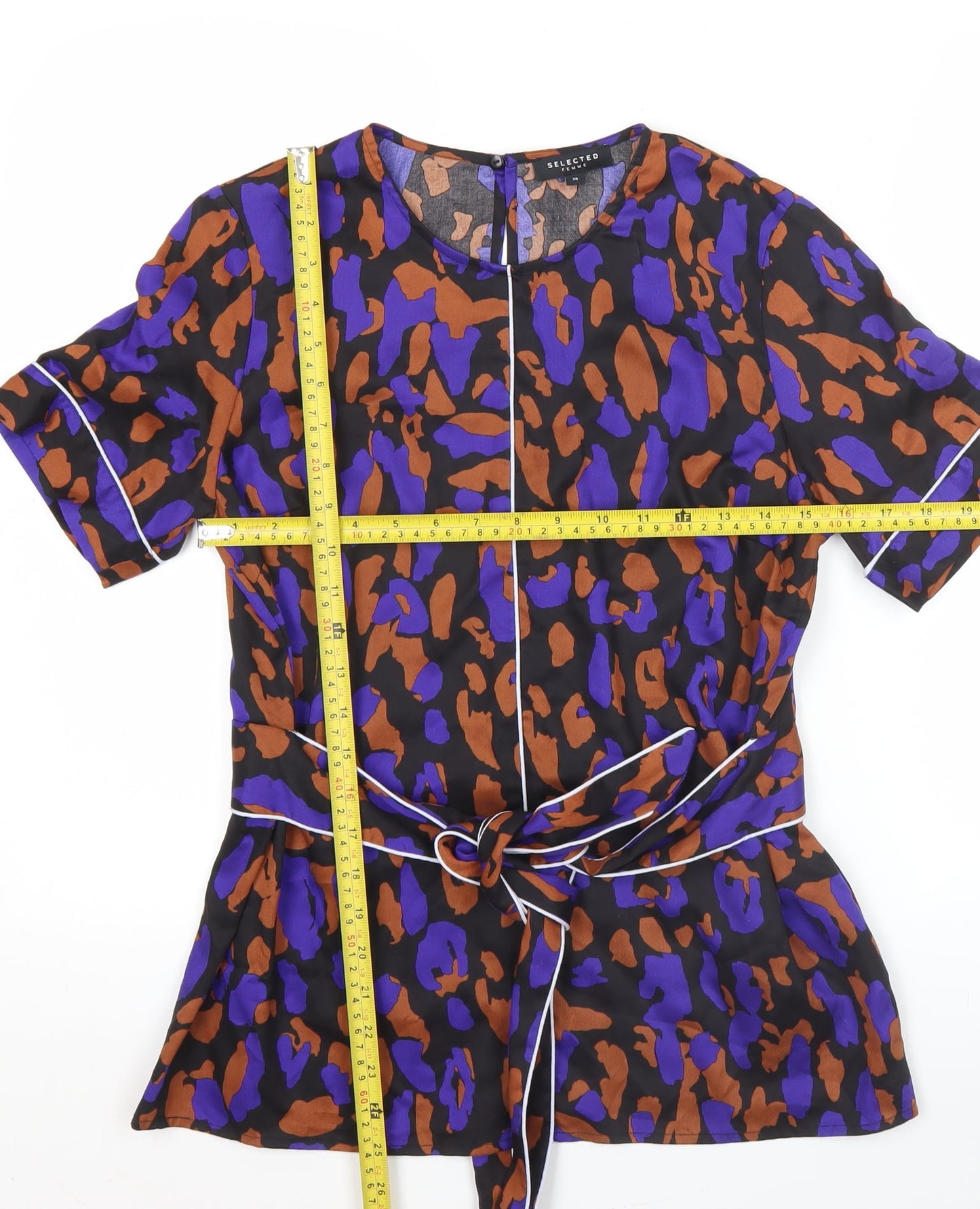 Selected Femme Women's Multicoloured Animal Print Lyocell Blouse Size 8