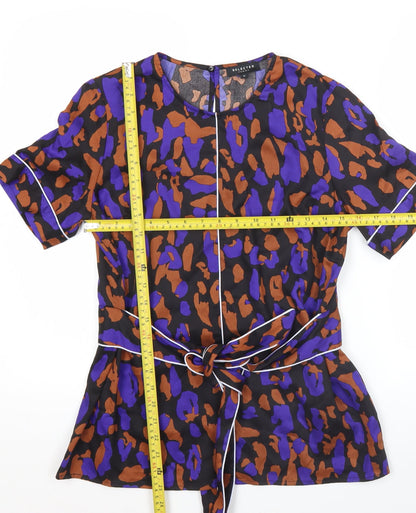 Selected Femme Women's Multicoloured Animal Print Lyocell Blouse Size 8