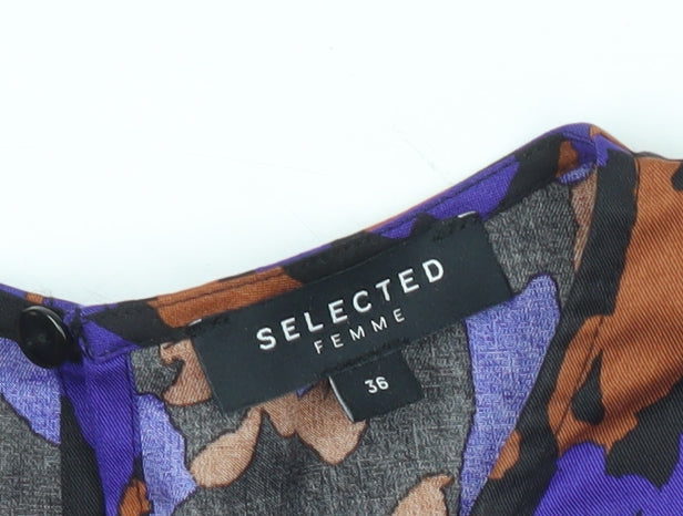Selected Femme Women's Multicoloured Animal Print Lyocell Blouse Size 8