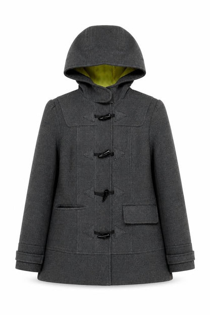 Savida Womens Grey Duffle Coat Size 8 Hooded Toggle Winter Jacket