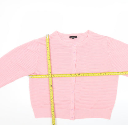 Mystify Womens Pink Knit Crew Neck Long Sleeve Cardigan XL