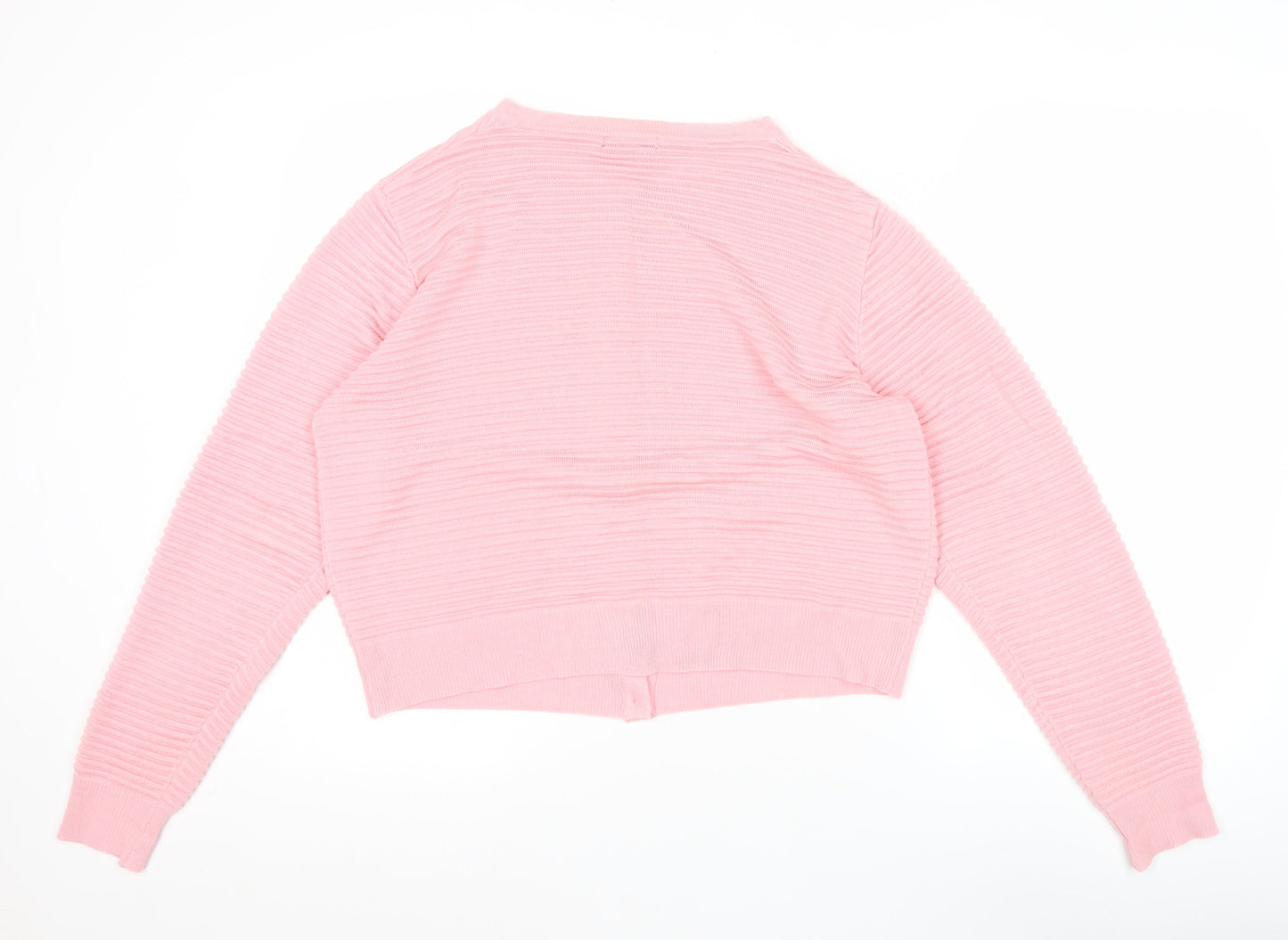 Mystify Womens Pink Knit Crew Neck Long Sleeve Cardigan XL