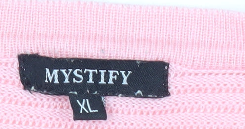 Mystify Womens Pink Knit Crew Neck Long Sleeve Cardigan XL