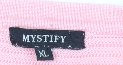 Mystify Womens Pink Knit Crew Neck Long Sleeve Cardigan XL