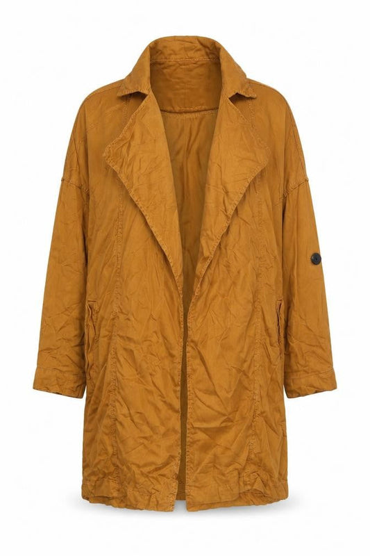 Mango Women's Brown Lyocell Trench Coat Size 12 Long Sleeve