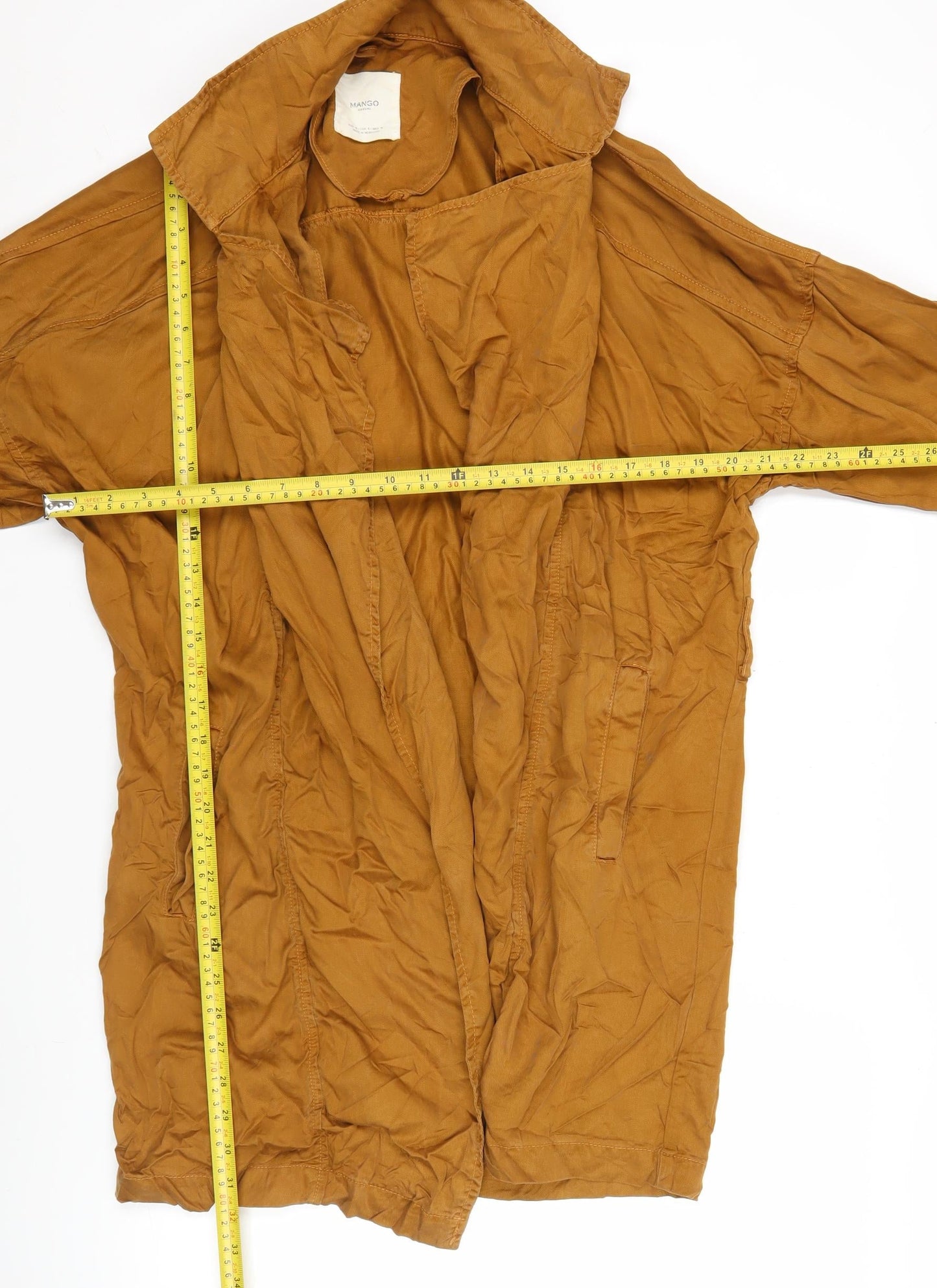 Mango Women's Brown Lyocell Trench Coat Size 12 Long Sleeve