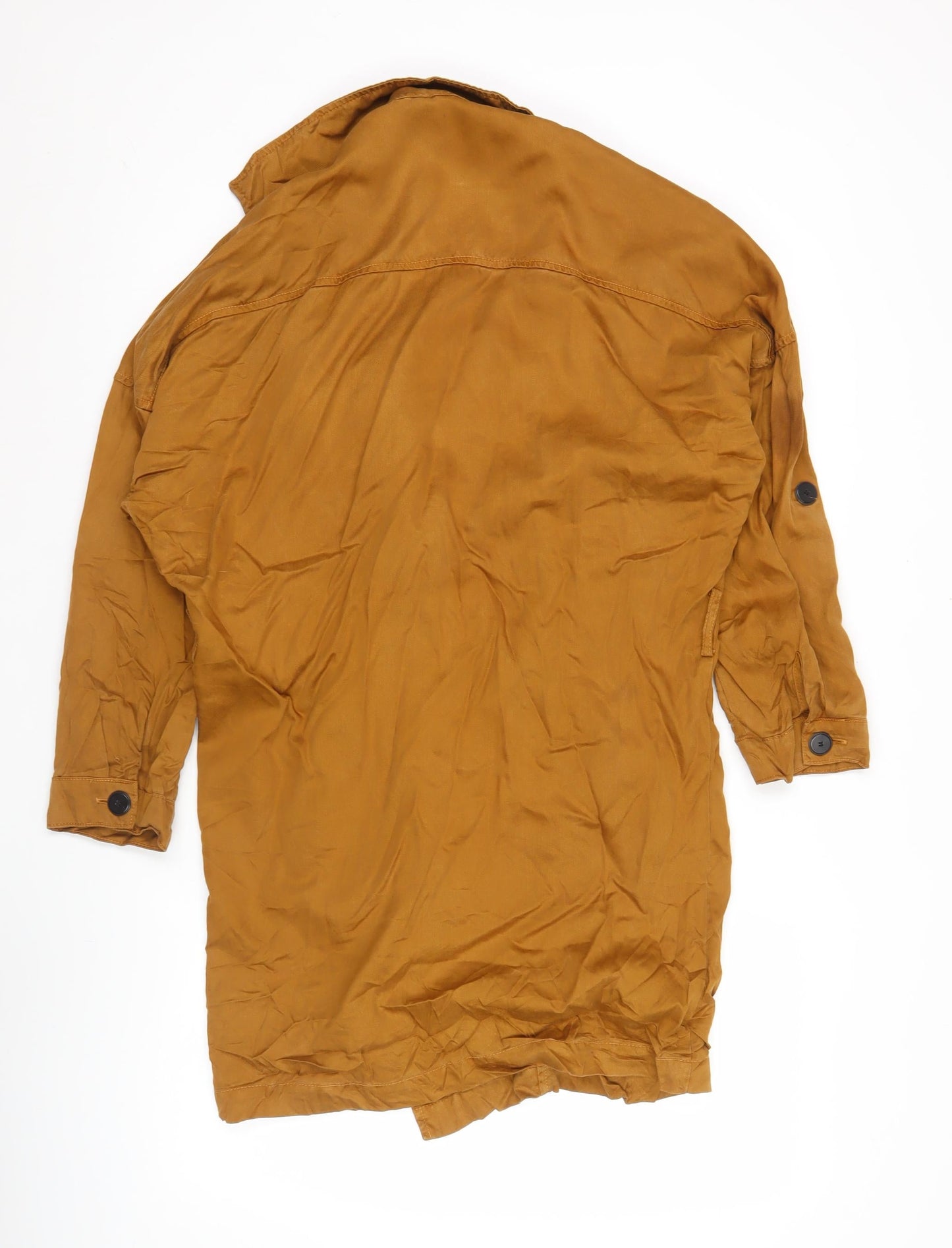 Mango Women's Brown Lyocell Trench Coat Size 12 Long Sleeve