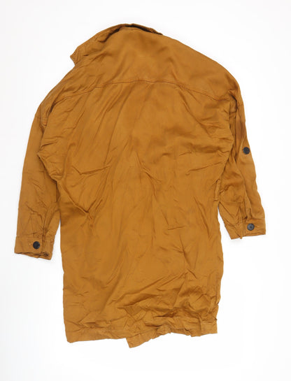 Mango Women's Brown Lyocell Trench Coat Size 12 Long Sleeve