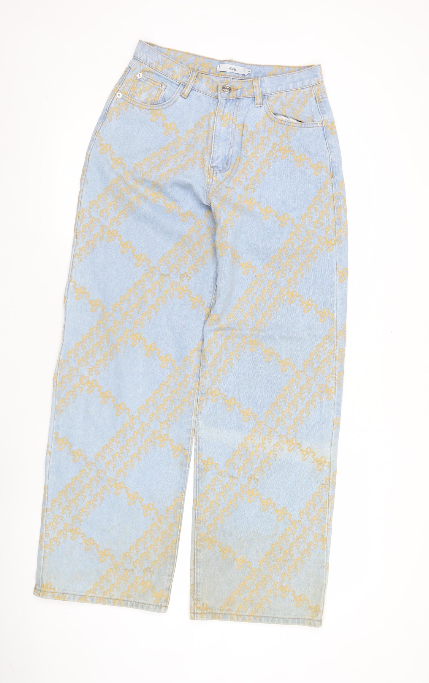 Adika Women’s Blue Floral Wide-Leg Jeans Size S