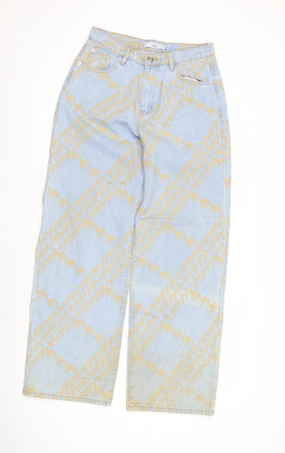 Adika Women’s Blue Floral Wide-Leg Jeans Size S