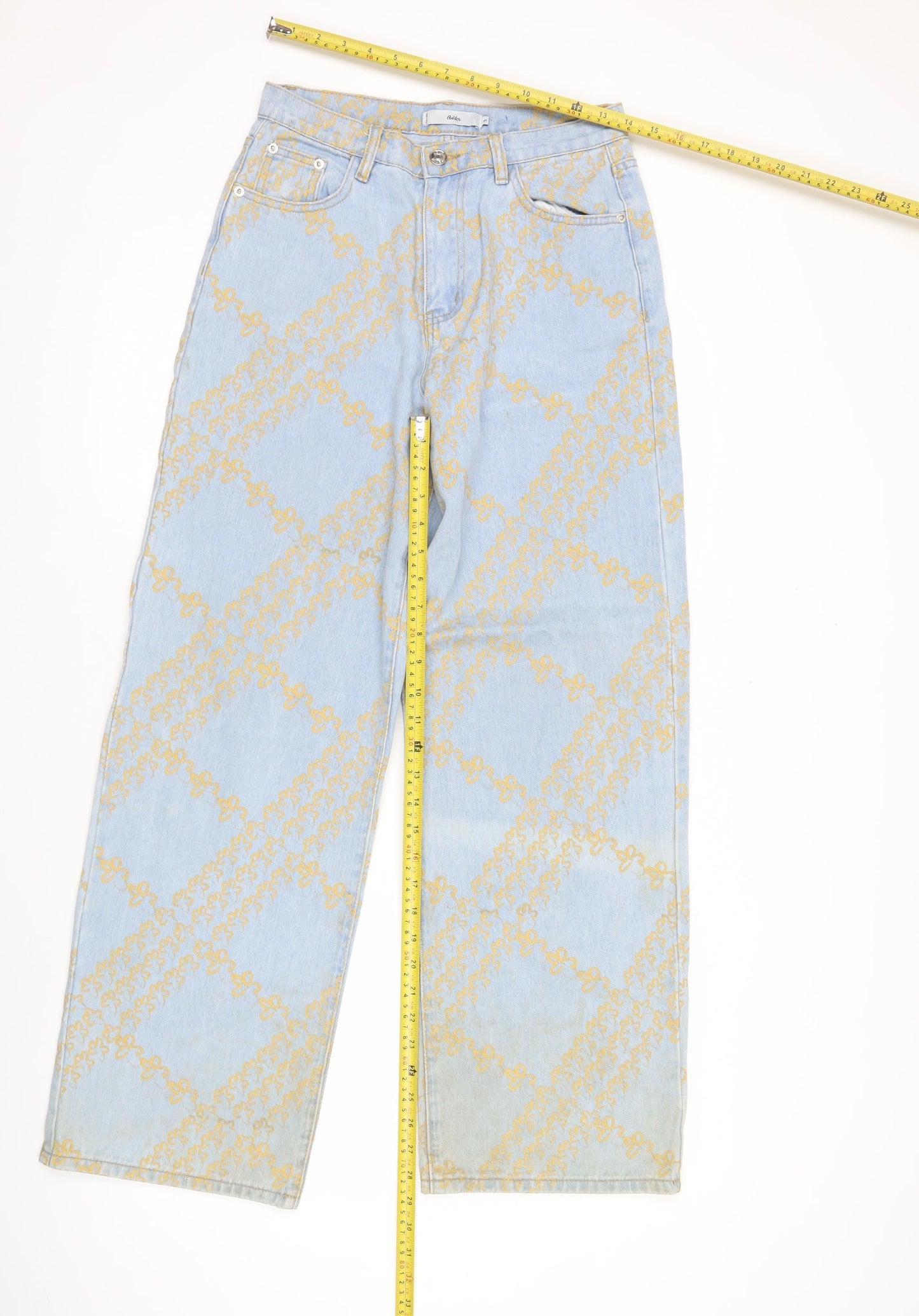 Adika Women’s Blue Floral Wide-Leg Jeans Size S