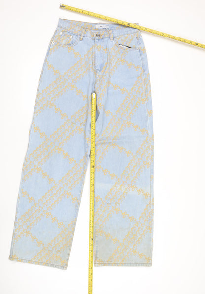 Adika Women’s Blue Floral Wide-Leg Jeans Size S