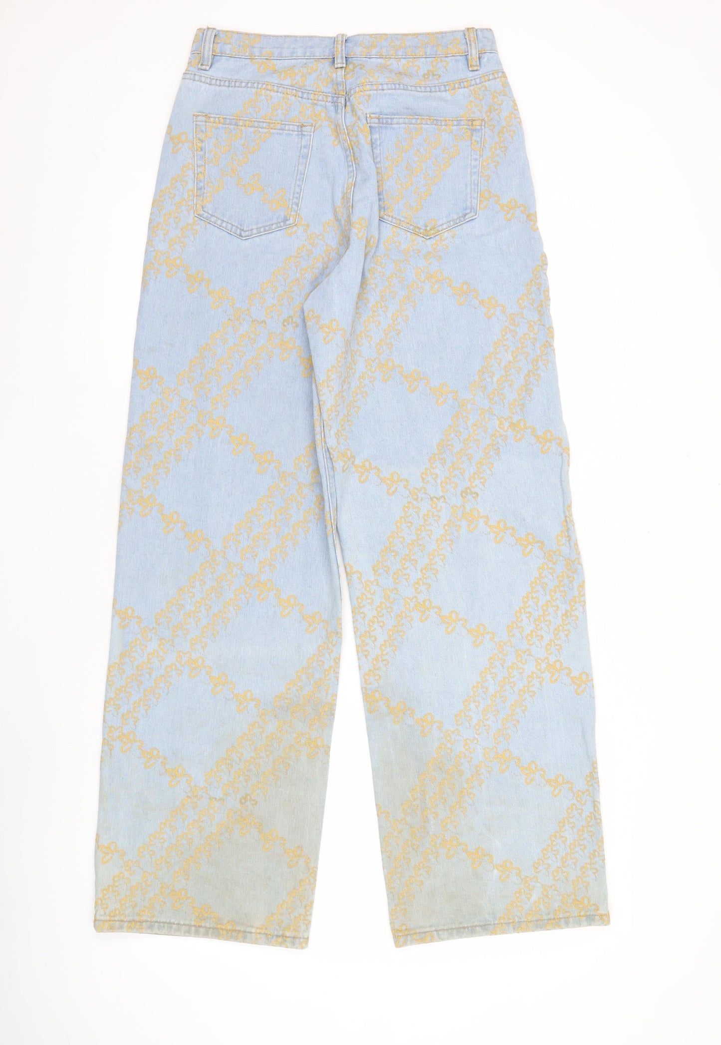 Adika Women’s Blue Floral Wide-Leg Jeans Size S
