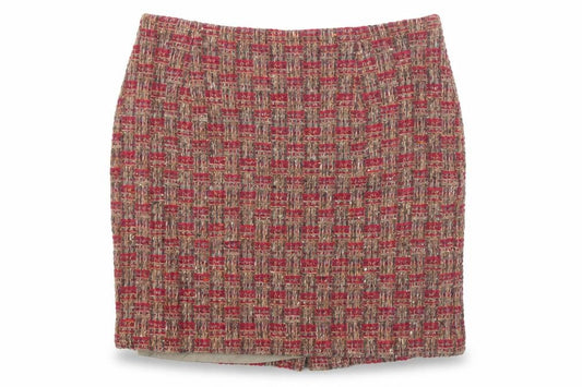 Nine to Five Womens Red Tweed Wool Short Straight Skirt Size 14