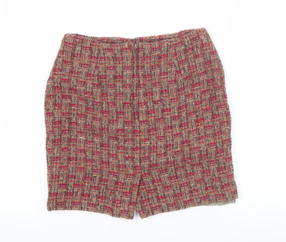 Nine to Five Womens Red Tweed Wool Short Straight Skirt Size 14