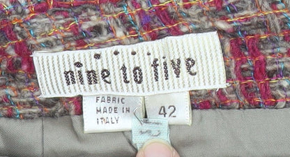Nine to Five Womens Red Tweed Wool Short Straight Skirt Size 14