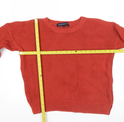 French Connection Men's Red Cotton Chunky Knit Jumper Size S