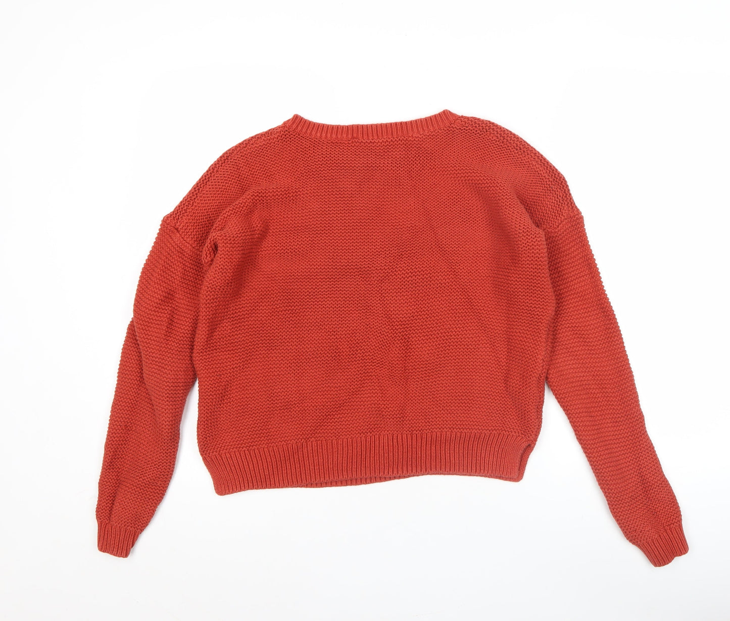 French Connection Men's Red Cotton Chunky Knit Jumper Size S